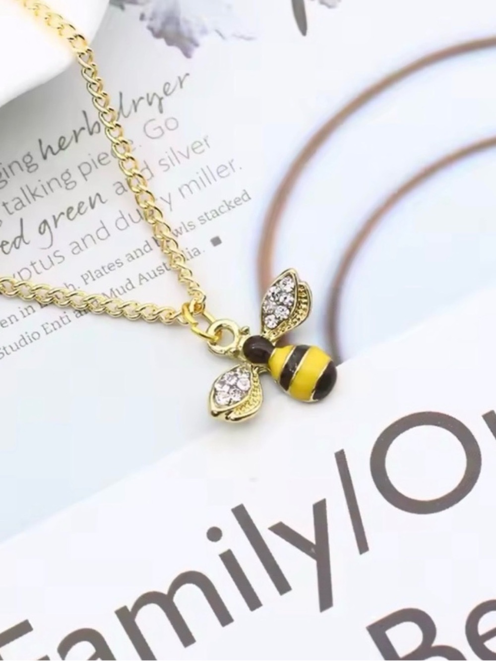 Gold Bee Pendant Necklace - Picture 4 of 5